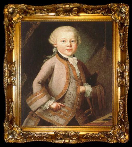 framed  antonin dvorak mozart at the age of six in court dress, painted p a lorenzoni, ta009-2